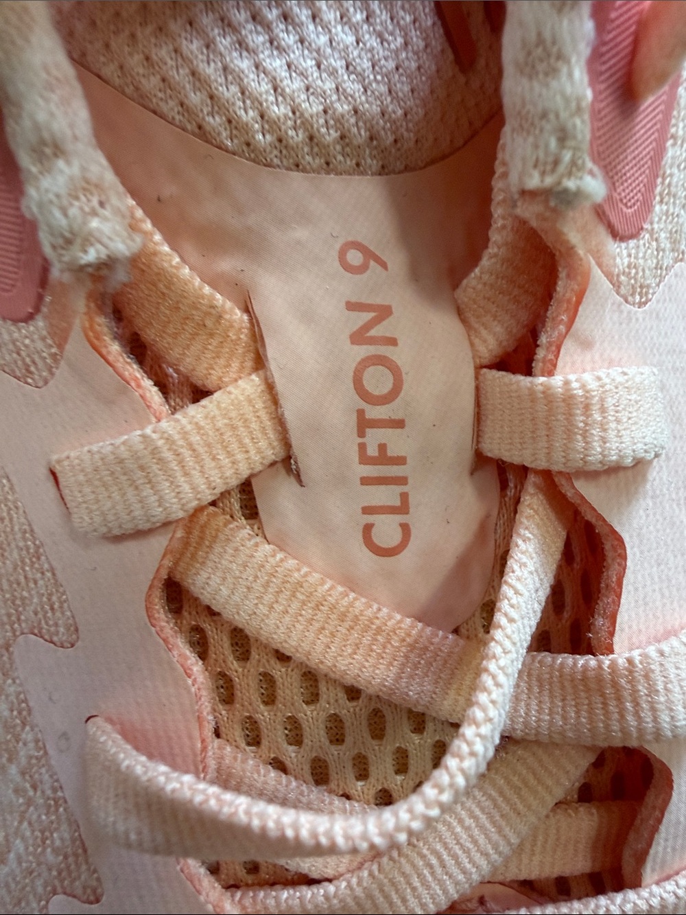 Hoka Women's Clifton 9 Peach/Coral Cushioned Running Sneakers - Picture 3 of 7